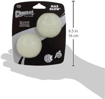 Chuckit! Max Glow Ball Dog Toy - Glows in the Dark - Made from Durable Rubber - Size Medium - For Dogs 20-60 lbs - 2.5-inch Diameter - Pack of 2