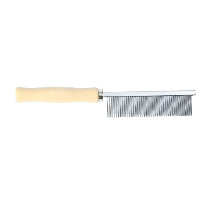 Silver Dog and Cat Combs For Grooming Long Haired Cats and Dogs - Pet Dog Cat Comb Stainless Steel Pin Teeth Wooden Handle Grooming Fur Hair Brush - Comb Removes and Prevents Matted Fur,Grooming
