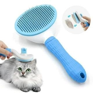 Pet Grooming Brush, Self Cleaning Slicker Brush for Dogs, Cats, Bunnies, Removes Loose Undercoat, Massaging Tool for Long or Short Hair