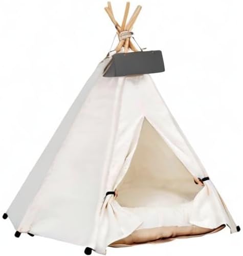 Pet Teepee Dog & Puppy Cat Tents Tipi Bed Portable Houses with Thick Cushion for Pets Up to 33lbs