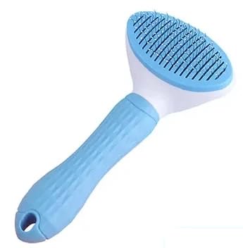 Pet Hair Removal Grooming Cleaning Pet Comb Pet Dog Pet Cat Hair Brush Dog Hair Cleaner Comb Needle Tool Release Button Self Cleaning Easy Use (BLUE)