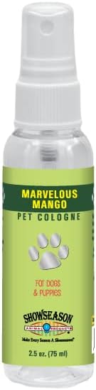 Showseason® Marvelous Mango Pet Cologne 2.5 oz For Dogs |Travel Size | Long-Lasting Odor Eliminator | Paraben-Free | Biodegradable & Non-Toxic | Made in The USA