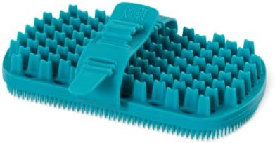 Messy Mutts Reversible Silicone Dual Sided Pet Grooming Brush | Gentle Massage, Brushing, Bathing and Dog Hair Removal Tool | One Size Fits All | Blue