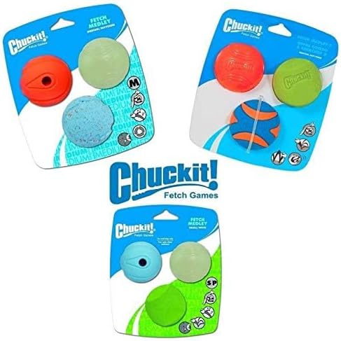 Chuckit! Fetch Medley Dog Ball Dog Toys, Small (2 Inch) Pack of 3, for Small Breeds