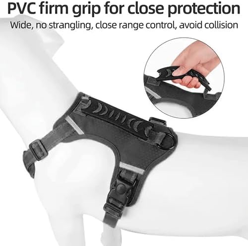 Dog Harness, No Pull Service Vest, Reflective Strips, Control Handle, Soft Padded, Adjustable and Comfortable for Easy Walking (Black), Medium