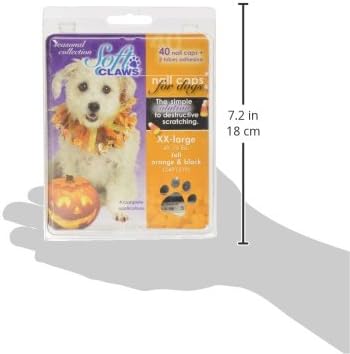 Soft Claws Canine Pet Halloween Colors Nail Cap Kit, XX-Large, 40-Pack, Black and Orange