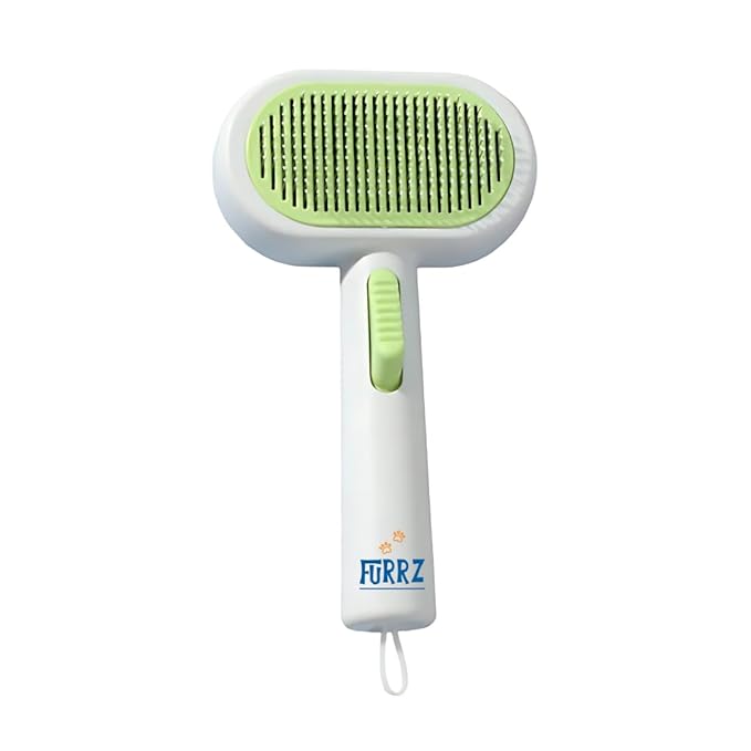 Self-Cleaning Pet Brush for Dogs & Cats – Double-Sided Deshedding Comb & Fur Remover Tool, Gentle Grooming for Long & Short Haired Pets, Effectively Removes Loose Fur (Green)