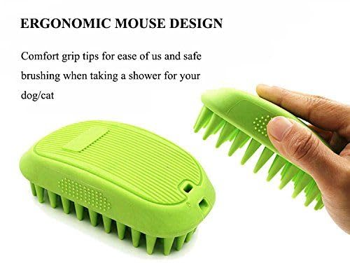 Pet Silicone Shampoo Brush | Dog Bath Grooming Brush for Long & Short Hair| Pet Scrubber for Medium Large Pets Dogs Cats | Anti-skid Rubber Massage Comb | Silicone Shower Wash Curry Brush