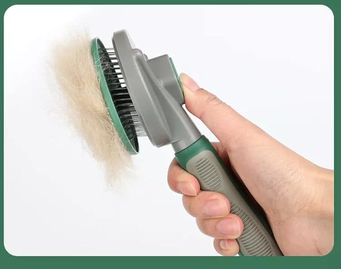 AndroPets - Self-Cleaning Grooming Brush for Dogs and Cats | Removes Loose Undercoat, Mats, and Tangled Hair | Deshedding Tool and Massage Brush (Green)