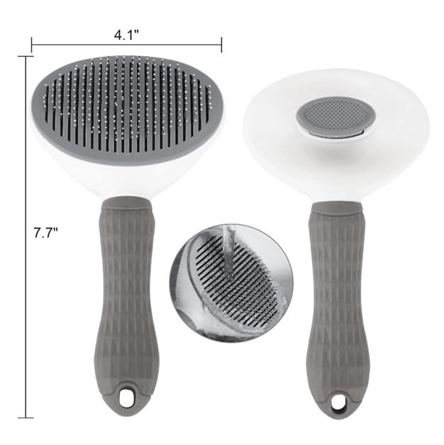 Pet Brush Universal Pet Self Cleaning Slicker Brush for Dogs and Cats with Long or Short Hair, Gray
