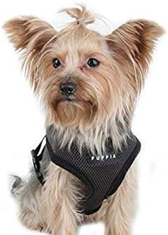 Puppia Soft Dog Harness No Choke Over-The-Head Triple Layered Breathable Mesh Adjustable Chest Belt and Quick-Release Buckle, Brown, X-Small