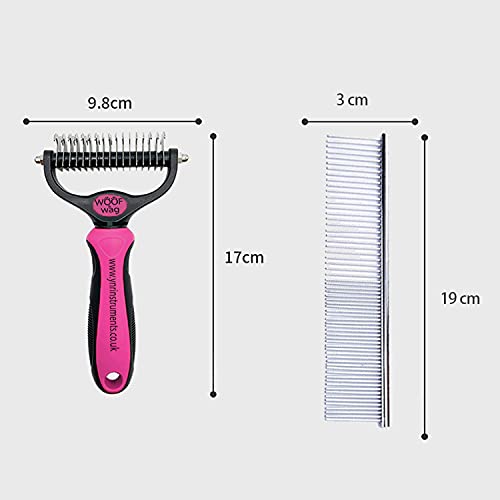 YNR Dog Dematting Comb Grooming Tool Kit, 2 Sided Professional Deshedding Comb Undercoat Rake to Remove Loose Knots, Mats, Tangles Hairs Fits for Pets, Dogs, Cats, Horses and Rabbits