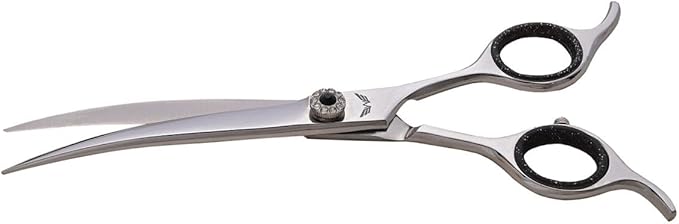 Professional Pet Grooming Scissors for Dogs and Cats Hair Cutting Shears 440C Japanese Steel Right Hand Comfortable Grip (Curve, 7.5 Inches)
