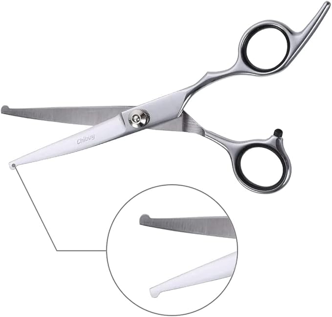 Chibuy Curved dog grooming scissors with Round Tips, Pet Shear for Cats, 4CR Stainless Steel Bending, Professional Tools for Home