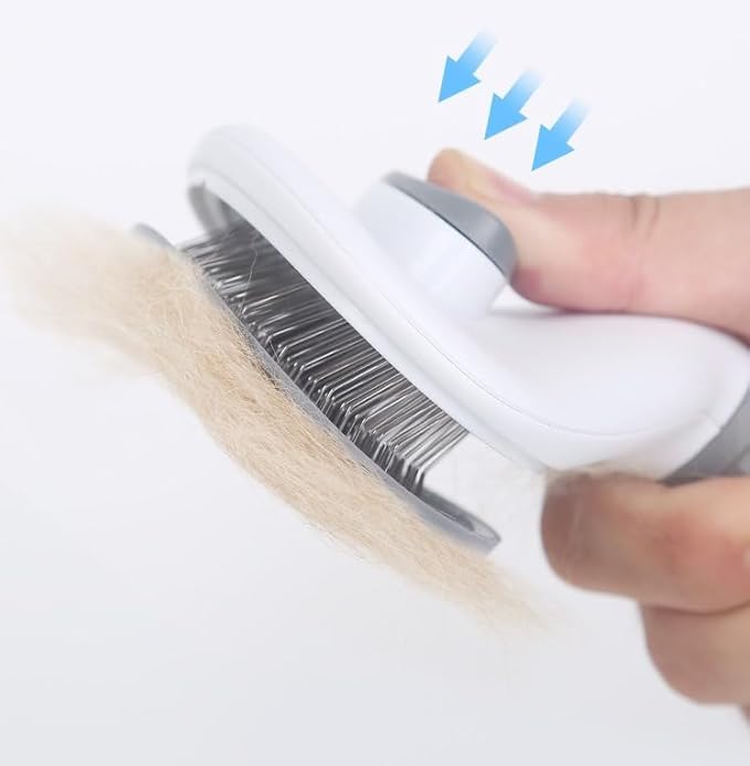 Pet Brush Universal Pet Self Cleaning Slicker Brush for Dogs and Cats with Long or Short Hair, Gray