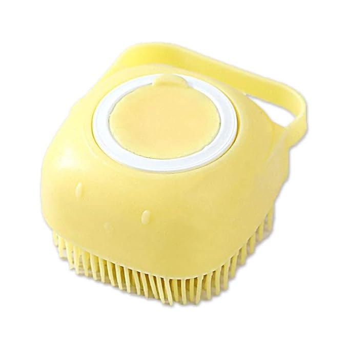 Awesome Pet Brushes Bath Massage Brush Shampoo Dispenser Dog Grooming Silicone Shower Brush for Cat Pets Bathing Product (Wonderfull Pink)