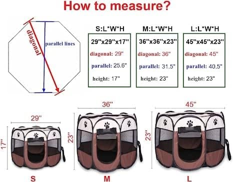 Hentay-Dog Playpen Portable Pet Play Pens for Small Dog,Cat/Rabbit/Chicks, Kitten Pen & Travel Pet Carrier + Carrying Case. (Medium, Brown)
