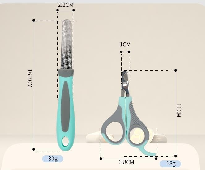 Pet Nail Clippers, Small Animal Toenail Trimmer Kit, Multiple Sizes, Light Green and Silver