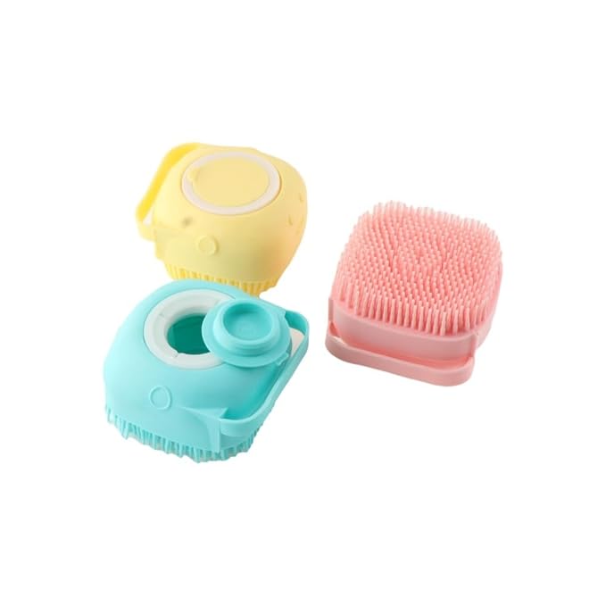 Pokinge 3Pcs Pet Bath Brush Durable Soft Silicone Pet Hair Comb Multicolor Cat Dog Grooming Tools Pet Supplies
