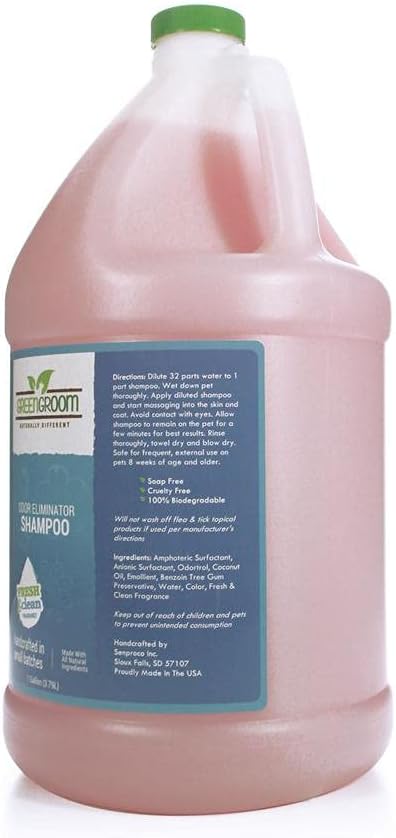 Green Groom Odor Eliminator Dog Shampoo, 1 Gallon - Crafted with Odortrol, All Natural Ingredients, Antioxidant Rich, Eliminates Smelly Pet Odors, Powerful Deodorizing Formula, Professional Grade