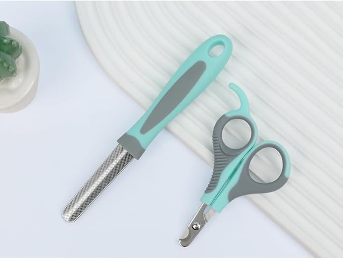 Pet Nail Clippers, Small Animal Toenail Trimmer Kit, Multiple Sizes, Light Green and Silver