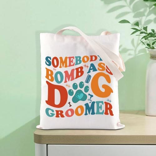 FOTAP Dog Groomer Tote Bag - Somebody's Bomb As Dog Stylist Gift Appreciation