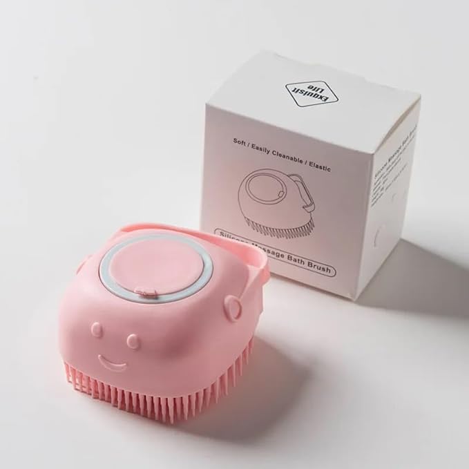 Pet Bath Brush Pet Scrubber for Bath Dog Shampoo Brush Dog Bathing Brush Pet Bubble Brush with Silicone Handle for Short Long Haired Dogs and Cats Cepillo de baño para perros (Pink)