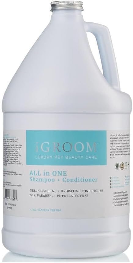 iGroom All-in-One Dog Shampoo + Conditioner, Luxury Pet Beauty Care, Deep Clean All Coat Types, Hydrate and Condition Coat, Made in The USA, Gallon