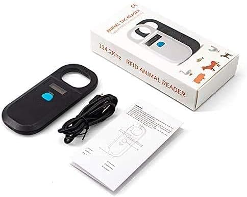 Pet Microchip Scanner Rechargeable RFID EMID Micro Chip Reader Scanner 134.2kHz 125kHz 15 Digits Pet Chip ID Scanner for Animal/Pets/Pigs/Dogs/Cats (190A)