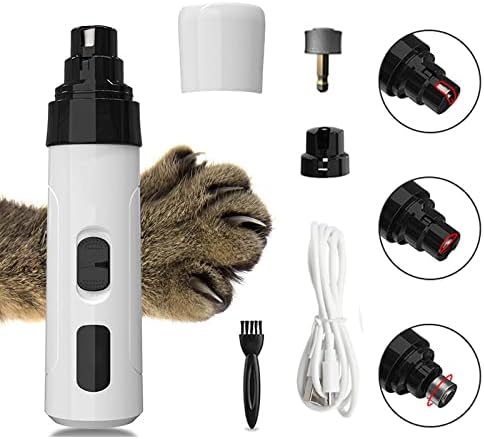 Pet Nail Grinder,Dog Nail Grinder Pet Nail Trimmer Low Noise 2 Speed 3 Ports Rechargeable Cordless Painless Paws Grooming & Smoothing for Small Medium Large Dogs & Cats