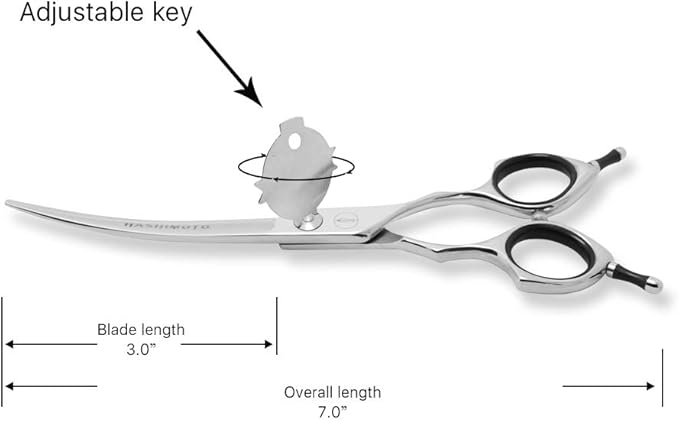 HASHIMOTO Dog Scissors for Grooming, Curved Dog Grooming Scissors with Safety Round Tips, 6.5 inch, Curved Blade, Light Weight, No Stabbing with Blunt Tip.