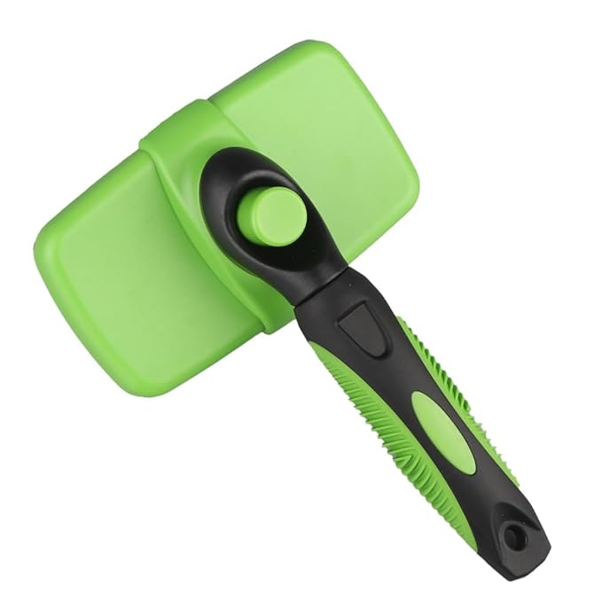 Self Cleaning Slicker Brush for Dogs Cats Brush for Shedding Grooming Brushes for Long Short Haired Pets (Green)