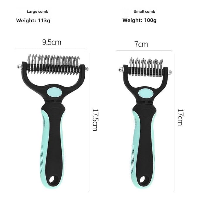 Pet Comb Ultimate Dog Grooming Set: Professional Deshedding Brushes for Dogs & Cats – Perfect for Long-Haired Breeds, Flea Removal, & Dematting (Green, For Large and Medium Dogs)