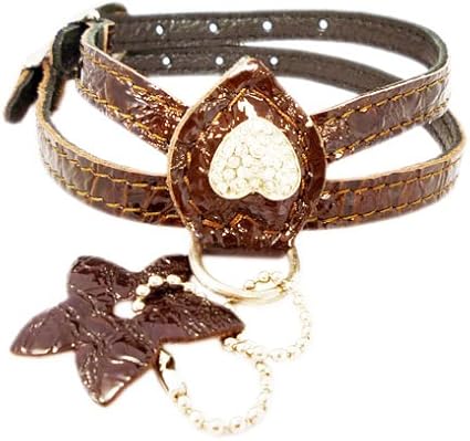Rhinestones Luxury Brown Leather Dog Harness for Toy Breeds with Crystal Diamantes X-Small. Suggested for 10"-13" Chest.