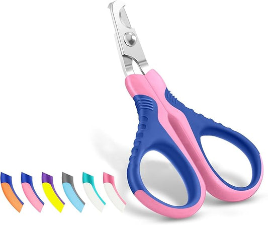 WePet Pet Nail Clippers U07.1, Professional Claw Trimmer, Bended Scissor Special for Cats, Kittens, Dogs, Puppies, Small Animals, Pink/Navy Blue