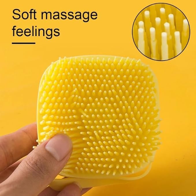 Pet Bath Brush Pet Scrubber for Bath Dog Shampoo Brush Dog Bathing Brush Pet Bubble Brush with Silicone Handle for Short Long Haired Dogs and Cats Cepillo de baño para perros (Yellow)