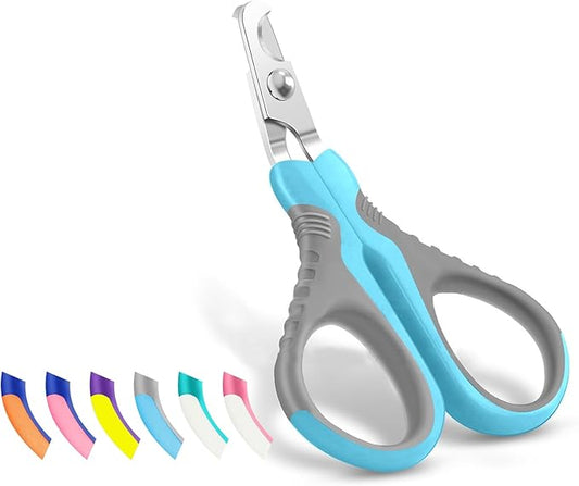 WePet Pet Nail Clippers U07.1, Professional Claw Trimmer, Bended Scissor Special for Cats, Kittens, Dogs, Puppies, Small Animals, Grey/Maya Blue