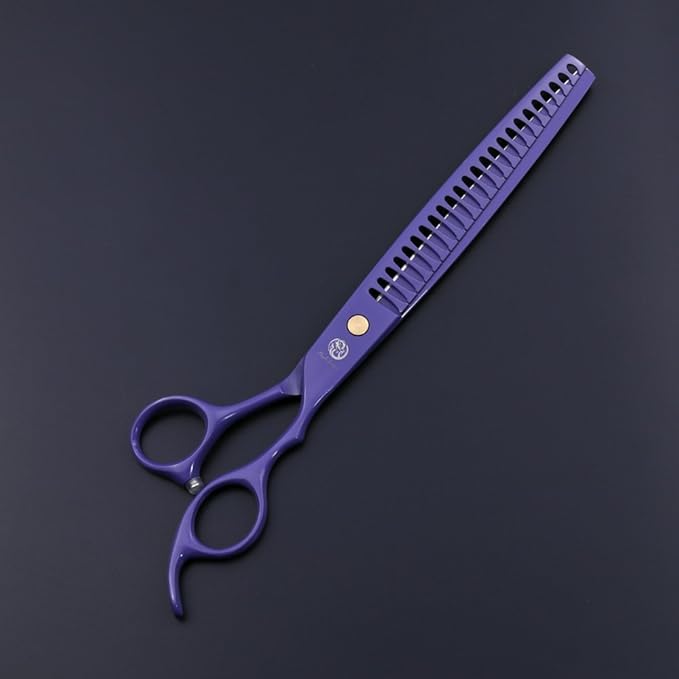 Purple Dragon 8.0 inch Professional Dog Grooming Hair Cutting Scissor &Curved Scissor&Chunker Shear Kit with Bag - for Pet Groomer or Family DIY Pet Use