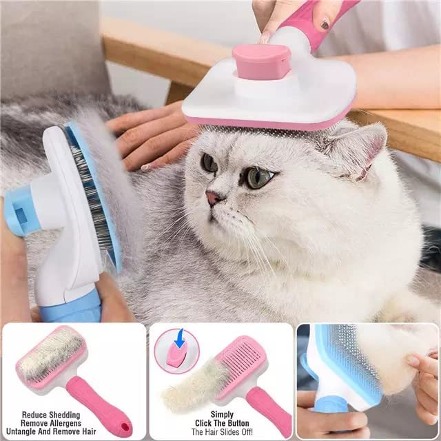 Self-Cleaning Pet Hair Detangler and Grooming Brush