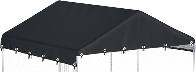 Outdoor Dog Kennel Cover 10'W x 10'L Made of 600D Waterproof Oxford Cloth- Black Replacement Kennel Cover(Without Frame)