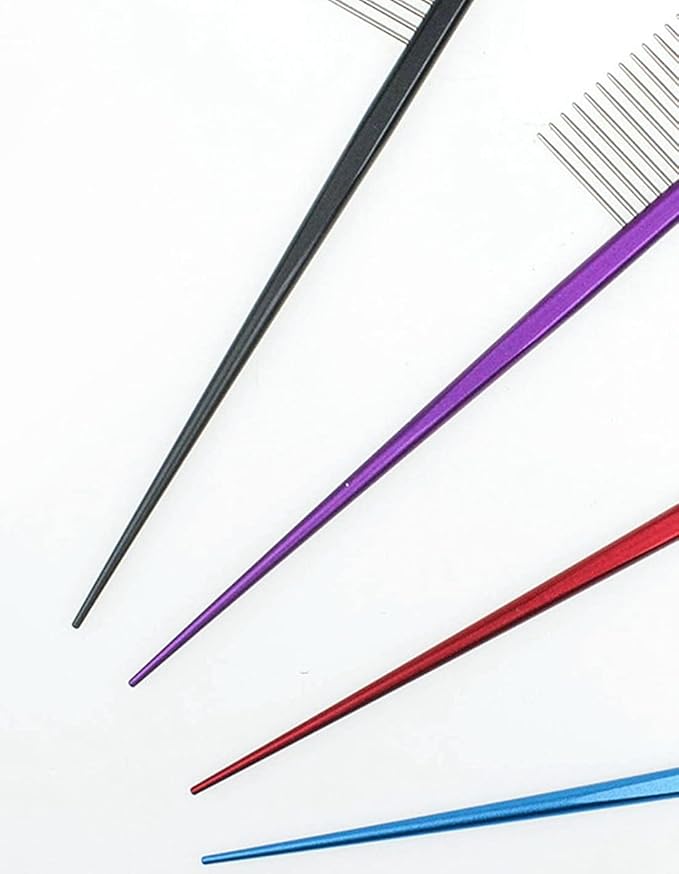 Pet Grooming Comb for Cat and Dog Hairstyling - Rat Tail Trimmer, Float Hair Removal Dematting Tool with Rounded Ends for Home Grooming