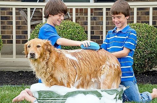 Pet Silicone Shampoo Brush | Dog Bath Grooming Brush for Long & Short Hair| Pet Scrubber for Medium Large Pets Dogs Cats | Anti-skid Rubber Massage Comb | Silicone Shower Wash Curry Brush