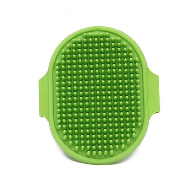 4 Pcs Dog Bath Brush, Pet Bath Comb Brush Soothing Massage Rubber Comb 4pcs with Adjustable Ring Handle for Long Short Haired Dogs and Cats (blue rose green black), Pink,Green,Blue,Black