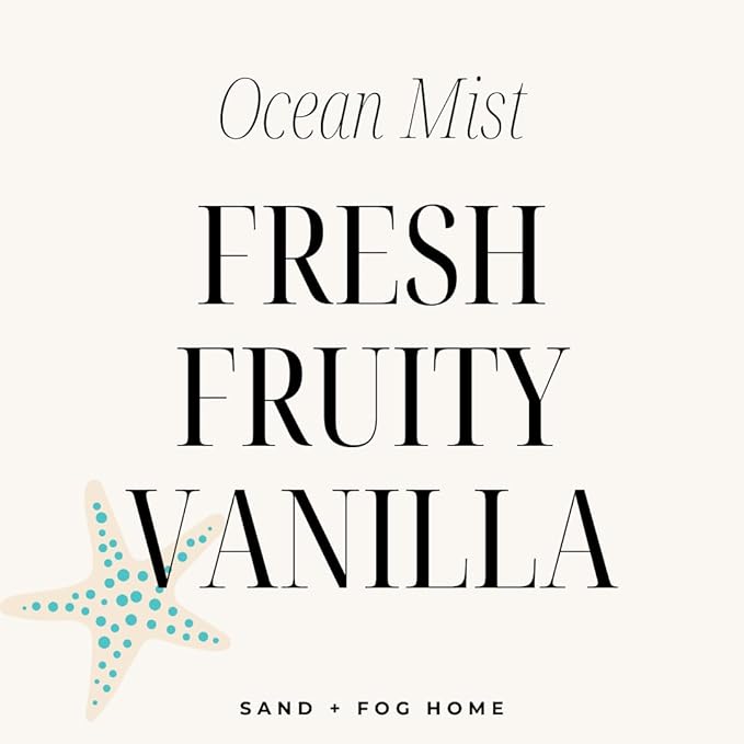 Sand + Paws Scented Candle - Ocean Mist - Additional Scents and Sizes – Luxurious Air Freshening Jar Candles Neutralize pet Odors and Enhance Home décor – 100% Cotton Lead-Free Wicks - 12 oz