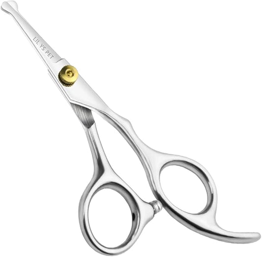 LILYS PET 5.0" Right-Handed Round-Tip Pet Grooming Scissors, Stainless Steel Small Ball Tip for Nose, Ear, Face, Paw Hair for Dogs and Cats