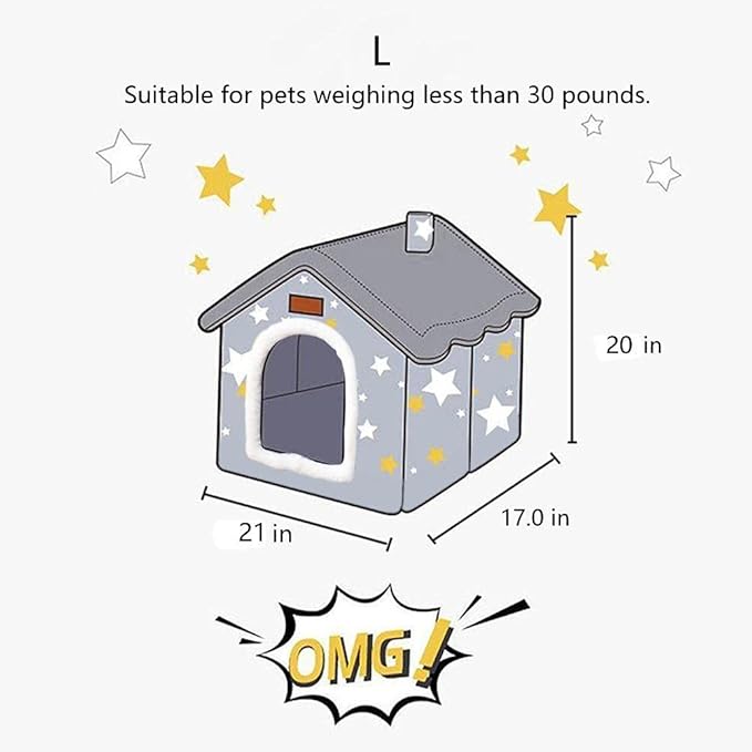 Dog House Indoor, Foldable Dog House Kennel Bed Mat with Cushion for Small Medium Large Dogs Cats, Winter Warm Cat Nest Puppy Cave Sofa Pet Products (Large)
