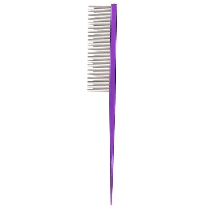 Round tooth metal dog comb is used for pet hair comb of dogs and cats to remove hair knots and entanglement. Professional pet hair comb styling comb(purple)