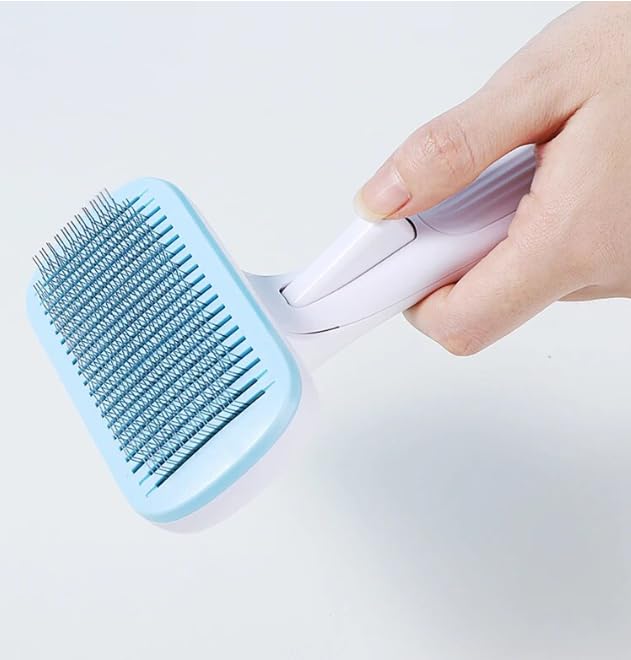 Pet Grooming Comb Professional Cat Care Stainless Steel Slicker Hair Tick Remover Grooming Dog Brush Pet Comb (Blue)