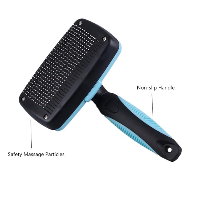 Self Cleaning Slicker Brush for Dogs Cats Deshedding Brush Removes Loose Fur Dogs Brush for Shedding Grooming Brushes for Long Short Haired Pets (Blue)