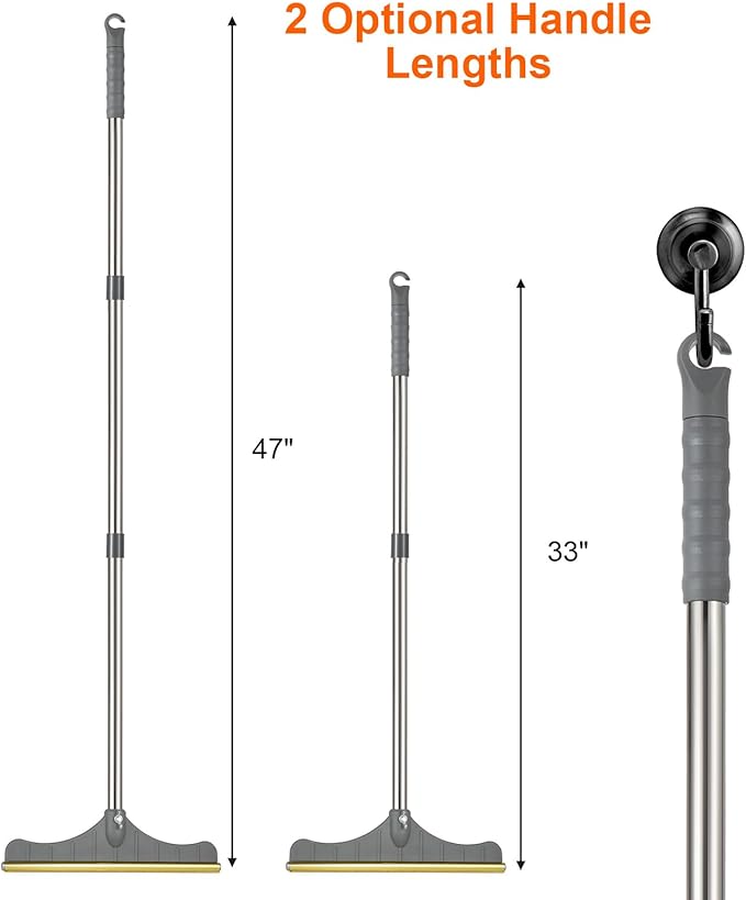 Stainless Steel Carpet Rake for Pet Hair Removal, Reusable Cat Dog Hair Remover with 47’’ Adjustable Long Handle Advanced Lint Remover Scraper for Carpets, Rugs, Mats, Furniture (Grey)